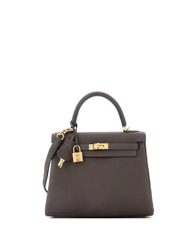 Pre-owned Pre-owned Hermes  Hermes Kelly 25 Handbag Green Togo With Gold Hardware