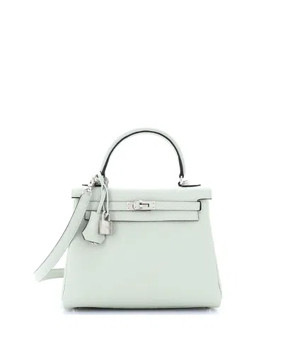 Pre-owned Pre-owned Hermes  Hermes Kelly 25 Handbag Grey Clemence With Palladium Hardware In Gris Neve