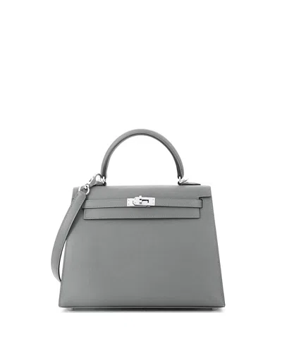 Pre-owned Pre-owned Hermes  Hermes Kelly 25 Handbag Grey Madame With Palladium Hardware In Gray
