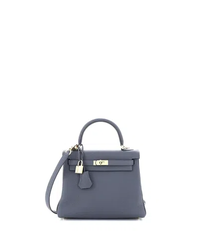 Pre-owned Pre-owned Hermes  Hermes Kelly 25 Handbag Grey Togo With Permabrass Hardware