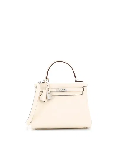 Pre-owned Pre-owned Hermes  Hermes Kelly 25 Handbag Light Swift With Palladium Hardware In Nata