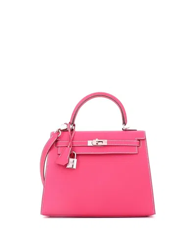 Pre-owned Pre-owned Hermes  Hermes Kelly 25 Handbag Pink Epsom With Palladium Hardware