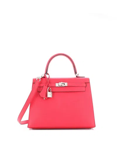 Pre-owned Pre-owned Hermes  Hermes Kelly 25 Handbag Pink Epsom With Palladium Hardware In Rose Extreme