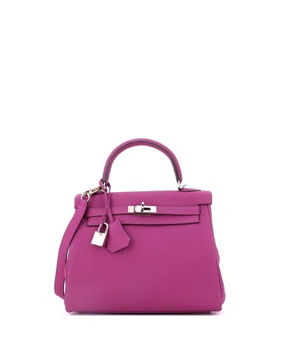 Pre-owned Pre-owned Hermes  Hermes Kelly 25 Handbag Pink Togo With Palladium Hardware In Purple