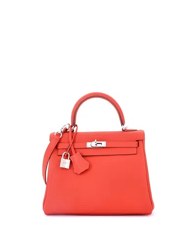 Pre-owned Pre-owned Hermes  Hermes Kelly 25 Handbag Red Togo With Palladium Hardware