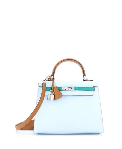 Pre-owned Pre-owned Hermes  Hermes Kelly 25 Handbag Tricolor Epsom With Palladium Hardware
