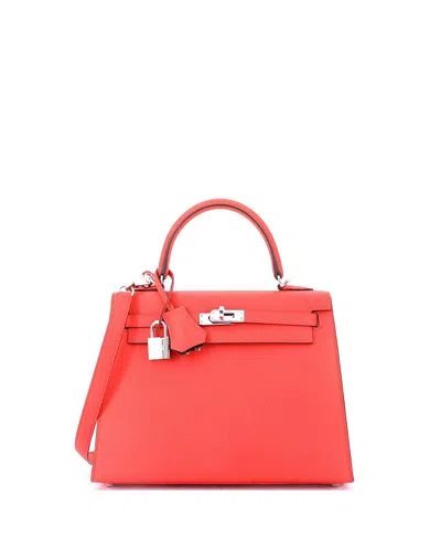 Pre-owned Pre-owned Hermes  Hermes Kelly 25 Handbag Verso Epsom With Palladium Hardware