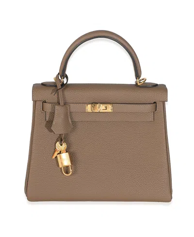 Pre-owned Pre-owned Hermes  Hermes Kelly 25 Leather Handbag In Sand
