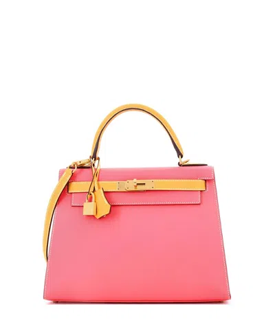 Pre-owned Pre-owned Hermes  Hermes Kelly 28 Handbag Bicolor Epsom With Brushed Gold Hardware