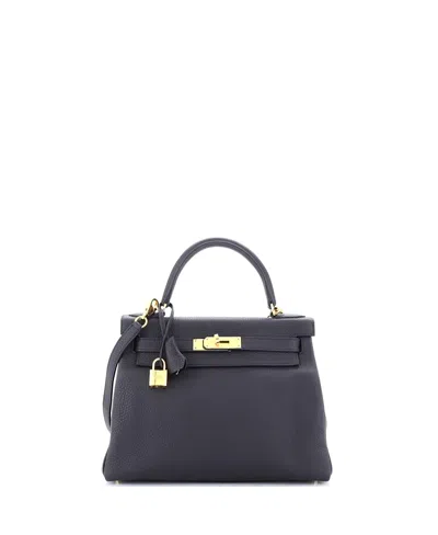 Pre-owned Pre-owned Hermes  Hermes Kelly 28 Handbag Black Clemence With Gold Hardware In Noir