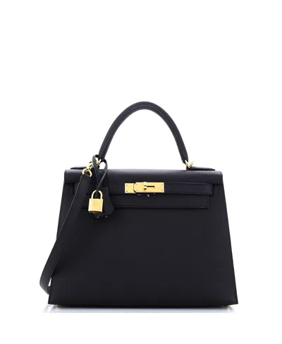 Pre-owned Pre-owned Hermes  Hermes Kelly 28 Handbag Black Epsom With Gold Hardware