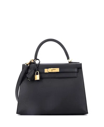 Pre-owned Pre-owned Hermes  Hermes Kelly 28 Handbag Black Epsom With Gold Hardware