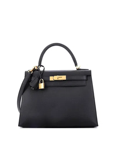 Pre-owned Pre-owned Hermes  Hermes Kelly 28 Handbag Black Epsom With Gold Hardware