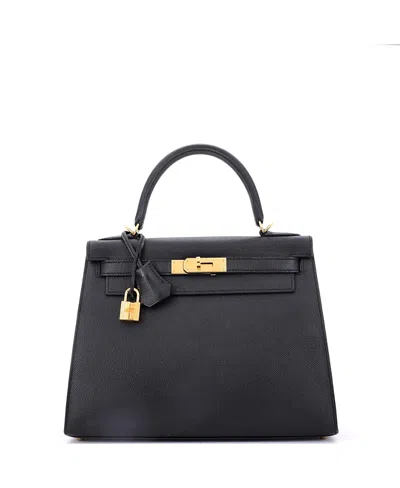 Pre-owned Pre-owned Hermes  Hermes Kelly 28 Handbag Black Epsom With Gold Hardware