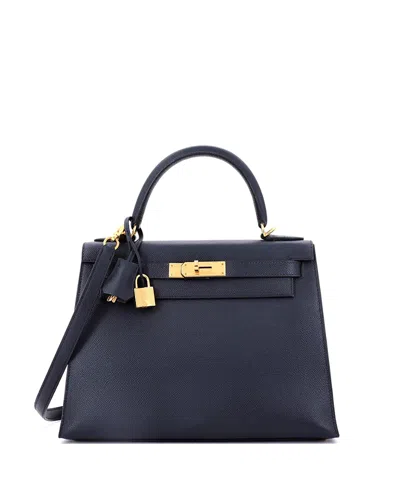 Pre-owned Pre-owned Hermes  Hermes Kelly 28 Handbag Black Epsom With Gold Hardware