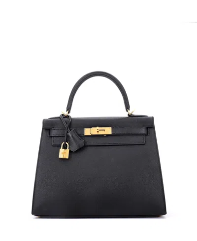 Pre-owned Pre-owned Hermes  Hermes Kelly 28 Handbag Black Epsom With Gold Hardware