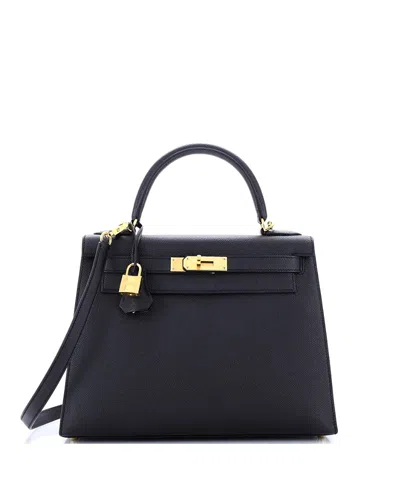 Pre-owned Pre-owned Hermes  Hermes Kelly 28 Handbag Black Epsom With Gold Hardware In Noir