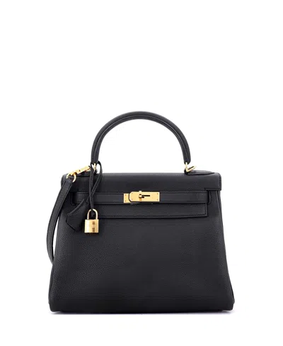 Pre-owned Pre-owned Hermes  Hermes Kelly 28 Handbag Black Togo With Gold Hardware