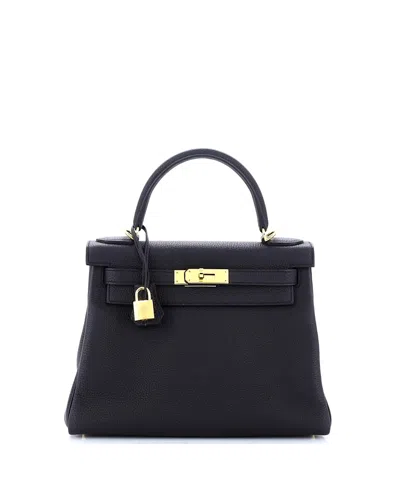 Pre-owned Pre-owned Hermes  Hermes Kelly 28 Handbag Black Togo With Gold Hardware In Noir