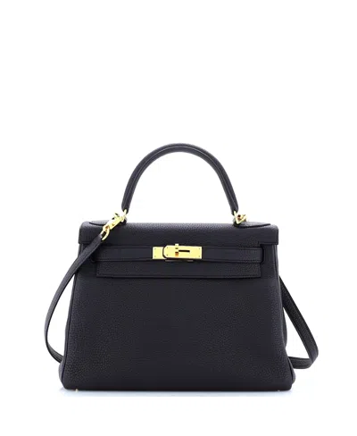 Pre-owned Pre-owned Hermes  Hermes Kelly 28 Handbag Black Togo With Gold Hardware In Noir