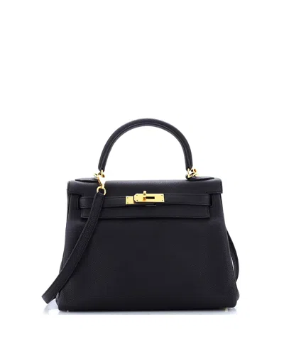 Pre-owned Pre-owned Hermes  Hermes Kelly 28 Handbag Black Togo With Gold Hardware In Noir