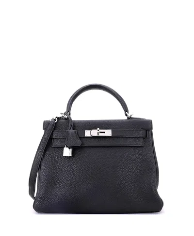 Pre-owned Pre-owned Hermes  Hermes Kelly 28 Handbag Black Togo With Palladium Hardware