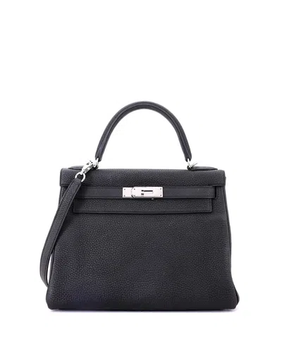 Pre-owned Pre-owned Hermes  Hermes Kelly 28 Handbag Black Togo With Palladium Hardware
