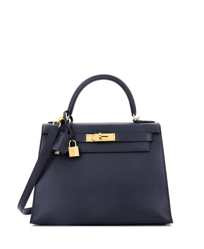 Pre-owned Pre-owned Hermes  Hermes Kelly 28 Handbag Blue Epsom With Gold Hardware