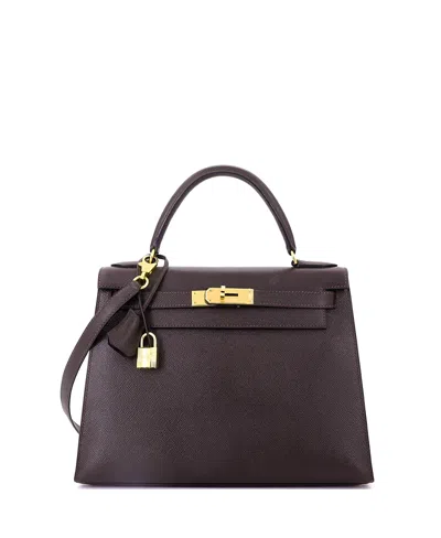 Pre-owned Pre-owned Hermes  Hermes Kelly 28 Handbag Brown Courchevel With Gold Hardware