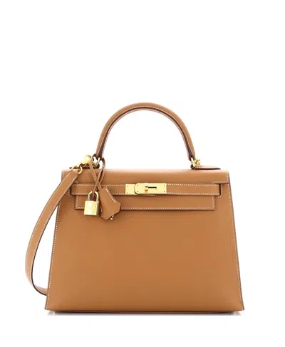 Pre-owned Pre-owned Hermes  Hermes Kelly 28 Handbag Brown Epsom With Gold Hardware