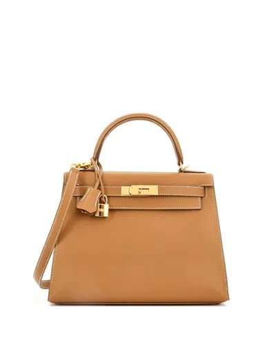 Pre-owned Pre-owned Hermes  Hermes Kelly 28 Handbag Brown Epsom With Gold Hardware