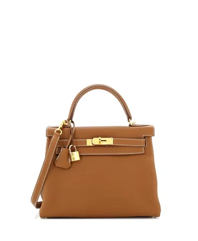 Pre-owned Pre-owned Hermes  Hermes Kelly 28 Handbag Brown Togo With Gold Hardware