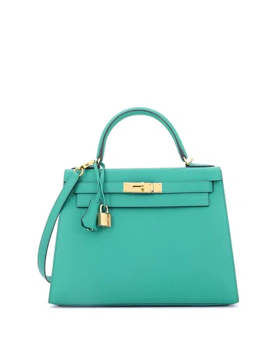 Pre-owned Pre-owned Hermes  Hermes Kelly 28 Handbag Green Epsom With Gold Hardware
