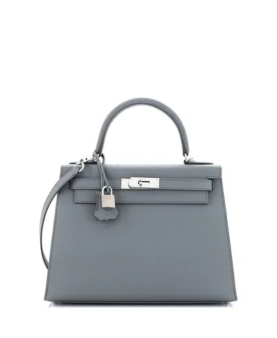 Pre-owned Pre-owned Hermes  Hermes Kelly 28 Handbag Green Epsom With Palladium Hardware In Vert Amande