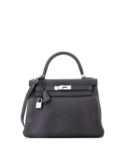 Pre-owned Pre-owned Hermes  Hermes Kelly 28 Handbag Grey Clemence With Palladium Hardware In Gray