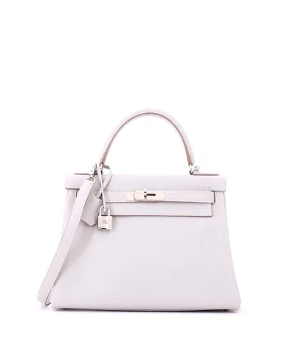 Pre-owned Pre-owned Hermes  Hermes Kelly 28 Handbag Grey Clemence With Palladium Hardware In Gray