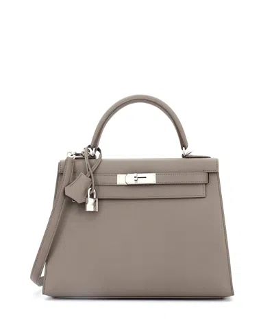 Pre-owned Pre-owned Hermes  Hermes Kelly 28 Handbag Grey Epsom With Palladium Hardware