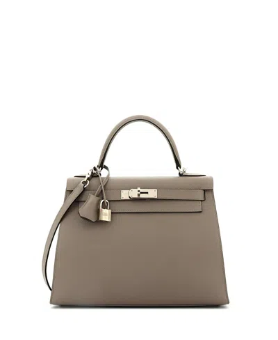 Pre-owned Pre-owned Hermes  Hermes Kelly 28 Handbag Grey Epsom With Palladium Hardware In Gray