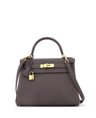 Pre-owned Pre-owned Hermes  Hermes Kelly 28 Handbag Grey Togo With Gold Hardware In Gray