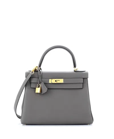 Pre-owned Pre-owned Hermes  Hermes Kelly 28 Handbag Grey Togo With Gold Hardware In Gris Meyer