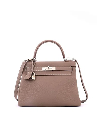 Pre-owned Pre-owned Hermes  Hermes Kelly 28 Handbag Grey Togo With Palladium Hardware In Brown