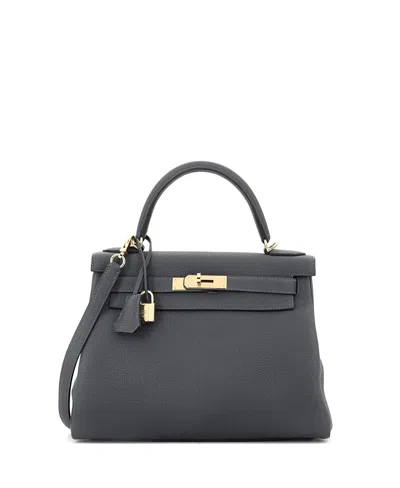 Pre-owned Pre-owned Hermes  Hermes Kelly 28 Handbag Grey Togo With Permabrass Hardware In Gray