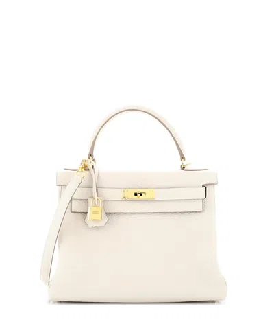 Pre-owned Pre-owned Hermes  Hermes Kelly 28 Handbag Light Clemence With Gold Hardware