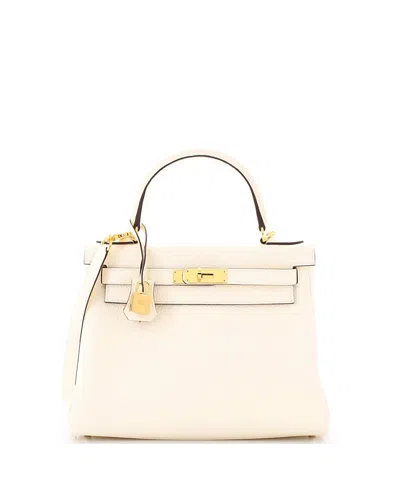Pre-owned Pre-owned Hermes  Hermes Kelly 28 Handbag Light Clemence With Gold Hardware