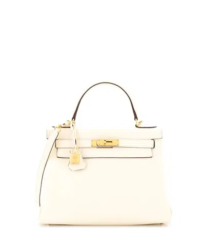 Pre-owned Pre-owned Hermes  Hermes Kelly 28 Handbag Light Clemence With Gold Hardware