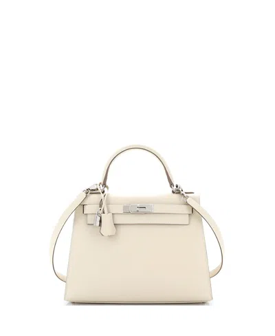 Pre-owned Pre-owned Hermes  Hermes Kelly 28 Handbag Light Epsom With Palladium Hardware In Craie