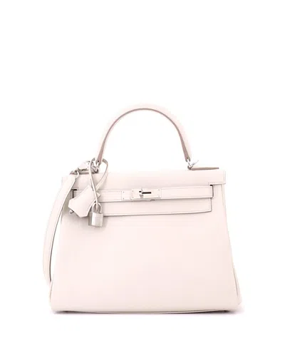 Pre-owned Pre-owned Hermes  Hermes Kelly 28 Handbag Light Evercolor With Palladium Hardware In Gray