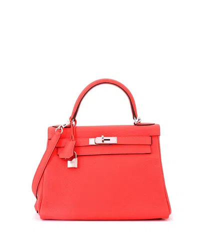 Pre-owned Pre-owned Hermes  Hermes Kelly 28 Handbag Pink Clemence With Palladium Hardware