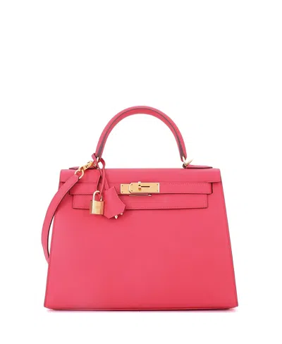 Pre-owned Pre-owned Hermes  Hermes Kelly 28 Handbag Pink Epsom With Gold Hardware