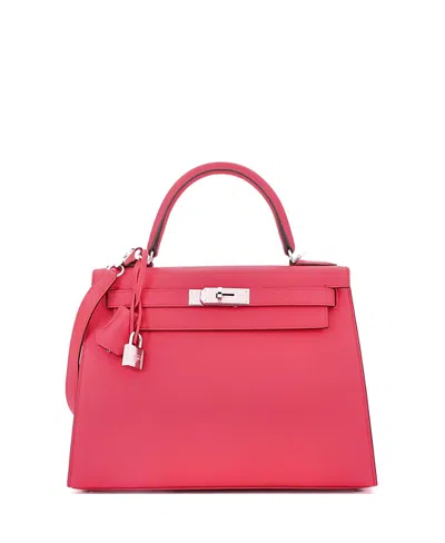 Pre-owned Pre-owned Hermes  Hermes Kelly 28 Handbag Pink Epsom With Palladium Hardware